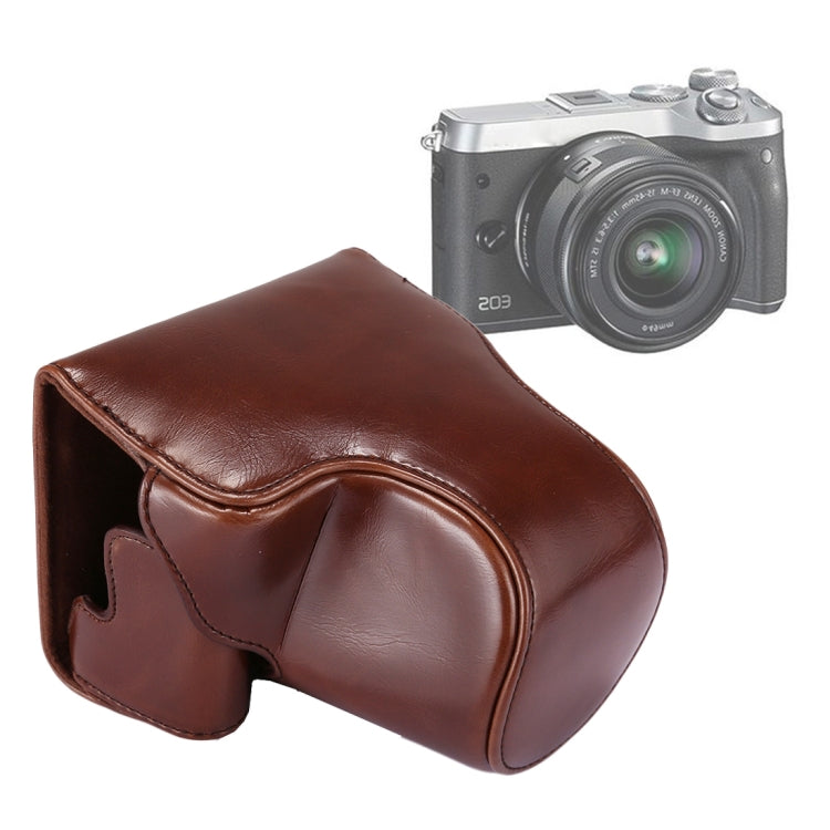 Full Body Camera PU Leather Case Bag with Strap for Canon EOS M6