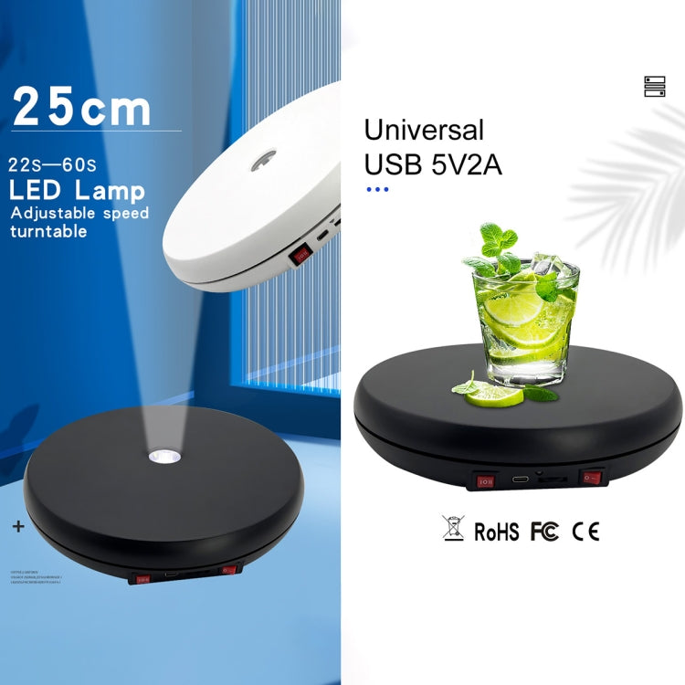25cm LED Light Electric Rotating Display Stand Turntable