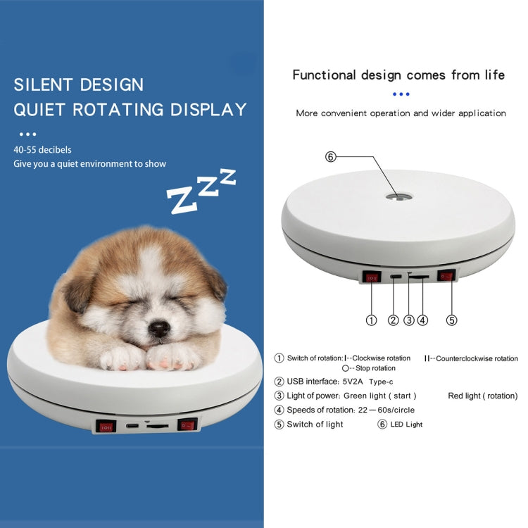 25cm LED Light Electric Rotating Display Stand Turntable