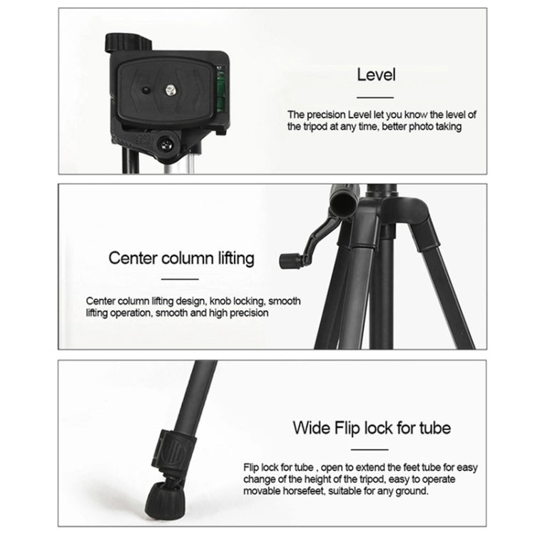 3366 Quality 1.4m Portable Phone Live Selfie Tripod DV SLR Camera Stand (Black)