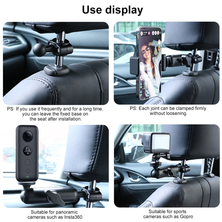 21mm Ballhead Car Front Seat Handlebar Fixed Mount Holder with Tripod Adapter & Screw for GoPro Hero11 Black / HERO10 Black /9 Black /8 Black /7 /6 /5 /5 Session /4 Session /4 /3+ /3 /2 /1, DJI Osmo Action and Other Action Cameras