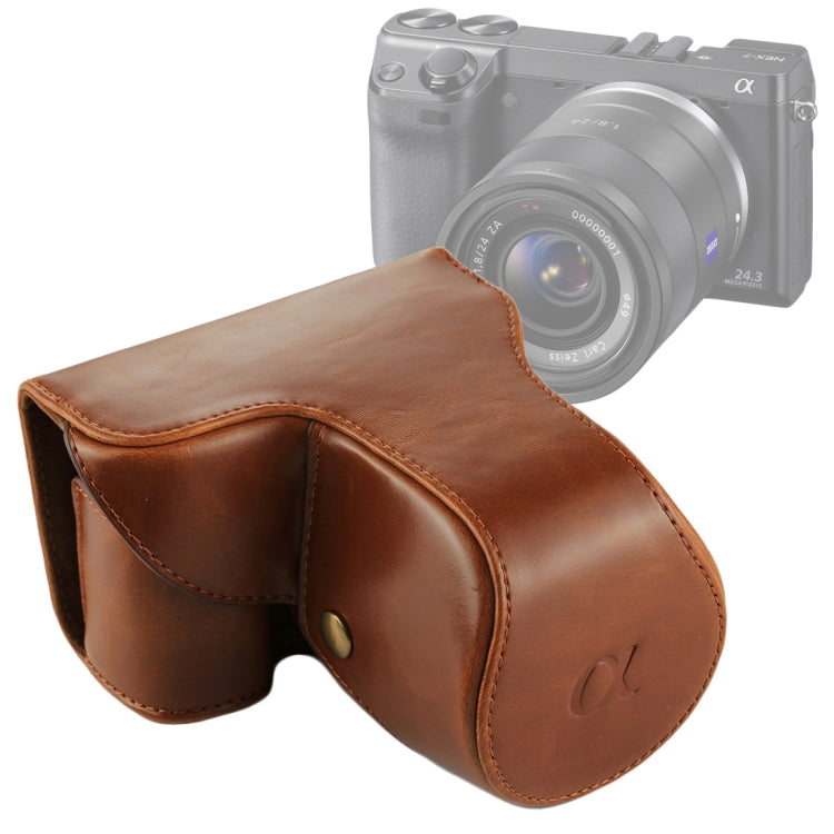 Full Body Camera PU Leather Case Bag with Strap for Sony NEX 7 / F3 (18-55mm Lens)