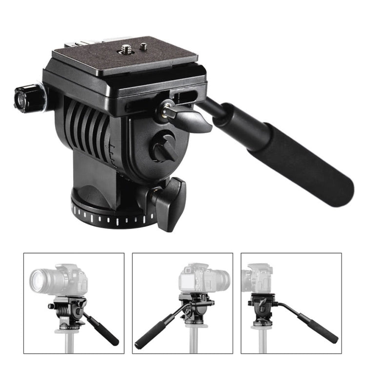 Plastic Heavy Duty Video Camera Three-Dimensional Tripod Action Fluid Drag Head with Sliding Plate for DSLR & SLR Cameras(Black)