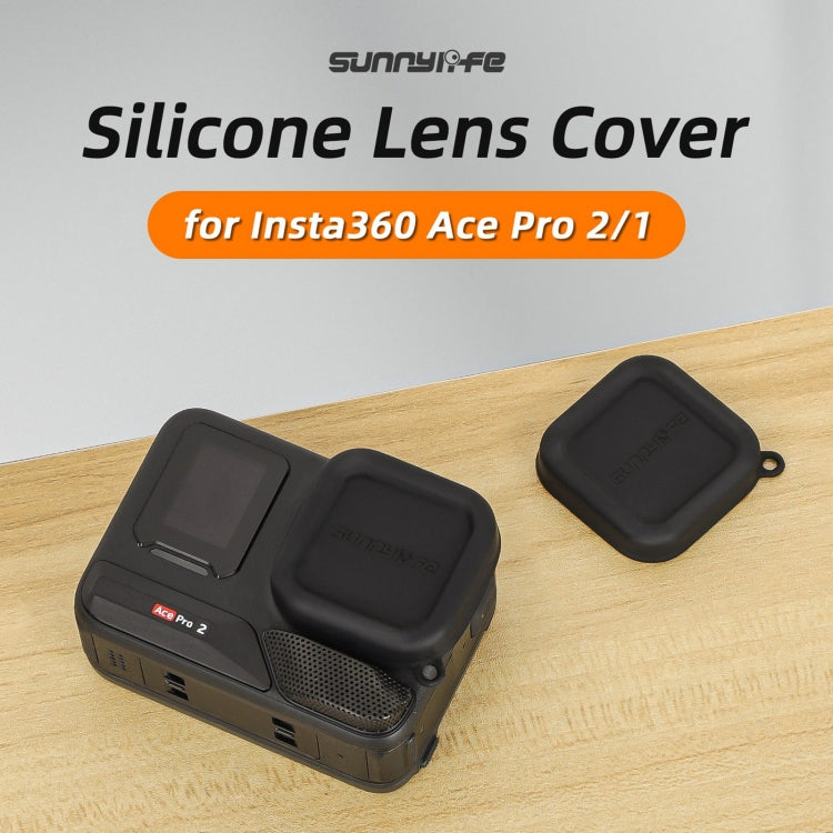 For Insta360 Ace Pro 2 / 1 Sunnylife Silicone Lens Cap Protector Lens Cover  - Black