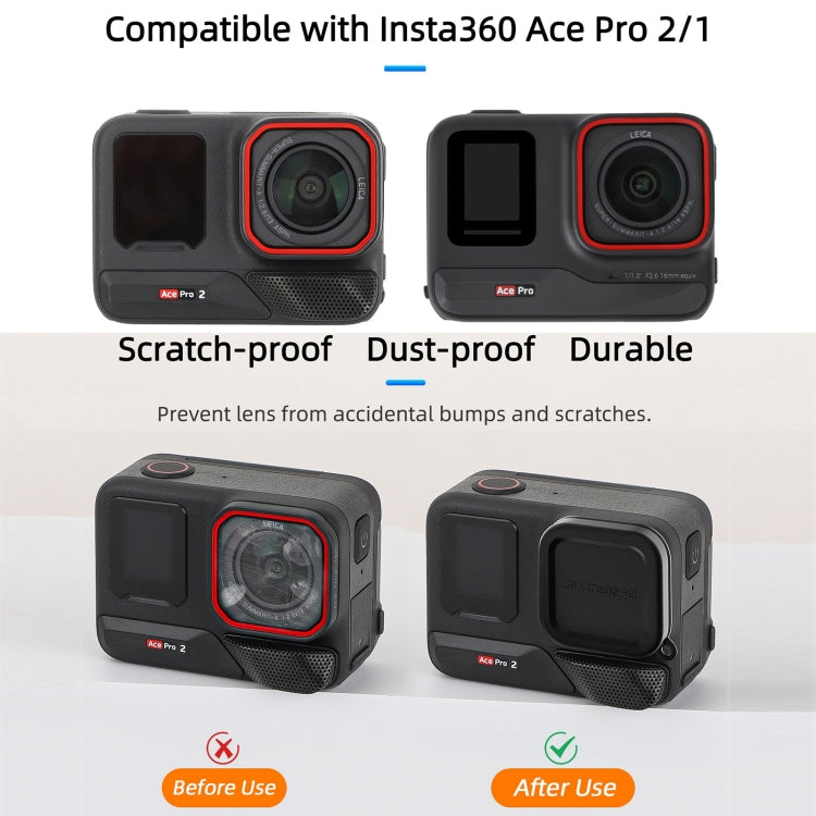 For Insta360 Ace Pro 2 / 1 Sunnylife Silicone Lens Cap Protector Lens Cover  - Black