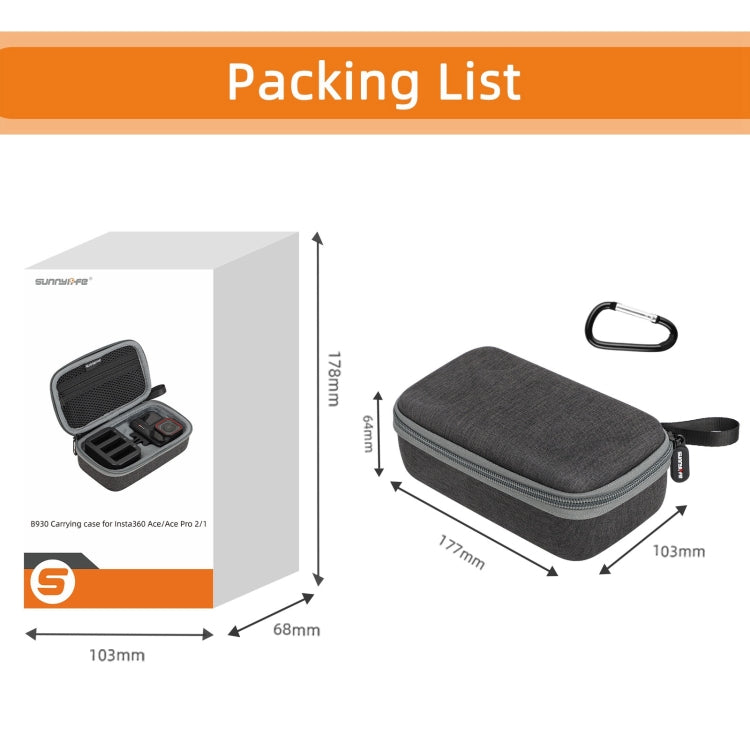 For Insta360 Ace / Ace Pro 1 / Ace Pro 2 Sunnylife Portable Carrying Case Handbag Mini Travel Case Organizer Protective Bag  - Dark Grey