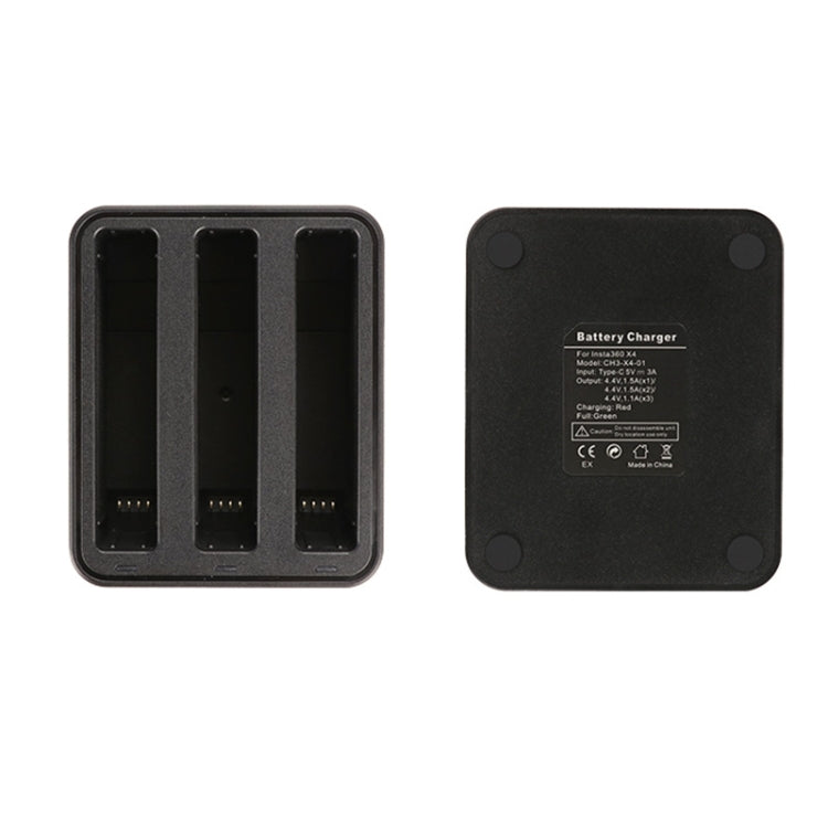 For Insta360 X4 Tri-Slot Batteries Fast Charger  - Black