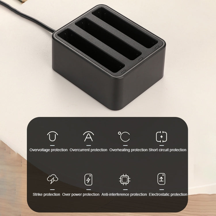 For Insta360 X4 Tri-Slot Batteries Fast Charger  - Black