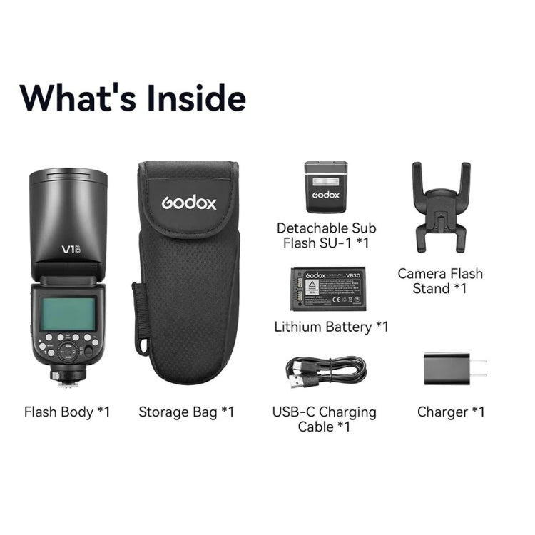 Godox V1Pro TTL Li-ion Round Head Camera Flash Light  - Black