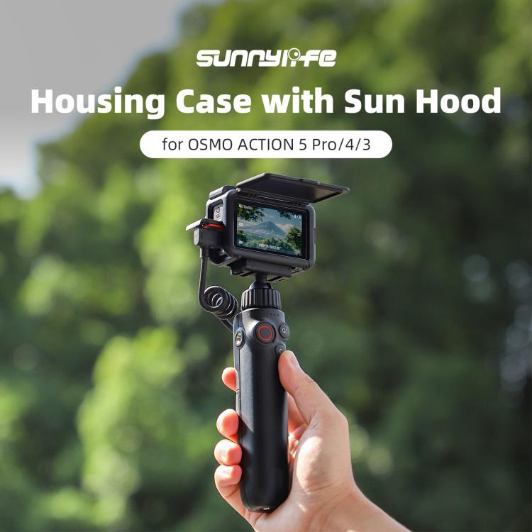 For DJI Osmo Action 5 Pro / 4 / 3 Sunnylife Protective Case Frame Mount Adapter Sun Hood Housing Case  - Black