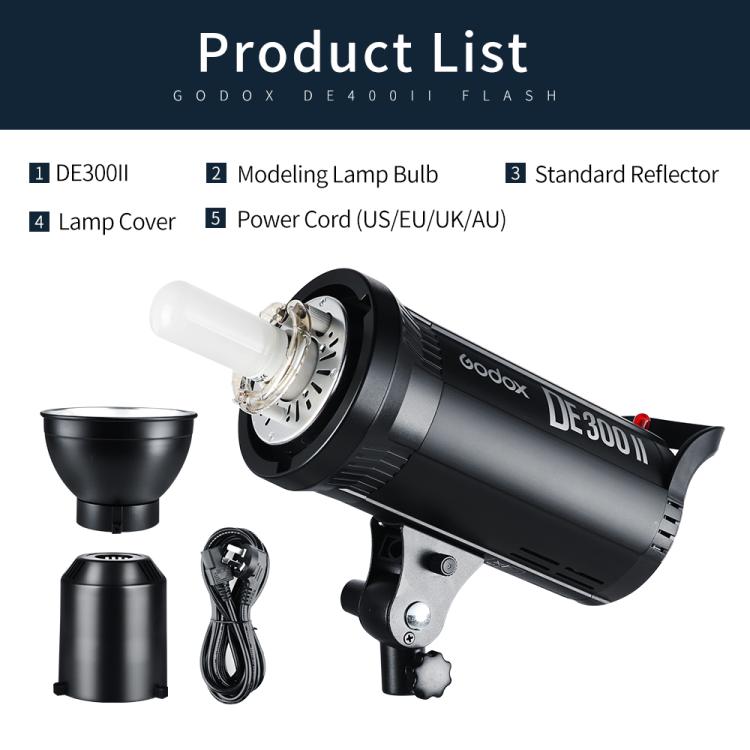 Godox DE300II 300Ws Studio Flash Light Strobe Lamp Head Bowens Mount Speedlight