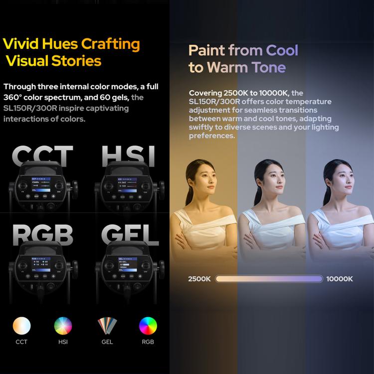 Godox SL150R RGB LED Video Light 165W CRI/TLCI 97+ COB Monolight Bowens Mount Studio Photo Light