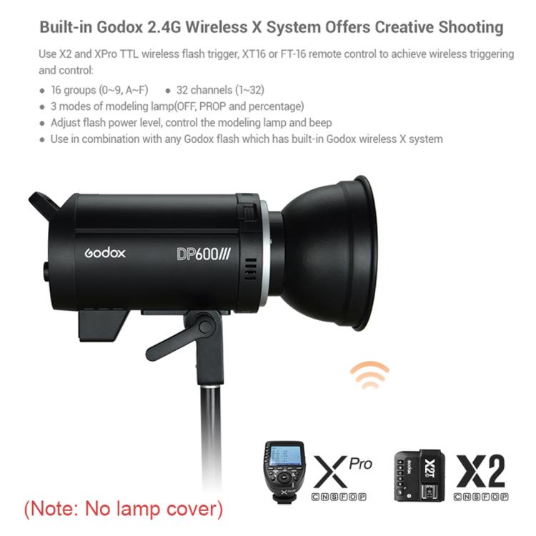 Godox DP400III Studio Flash Photo Light 400Ws 2.4G Wireless X System Bowens Mount Strobe Light, No Lamp Cover