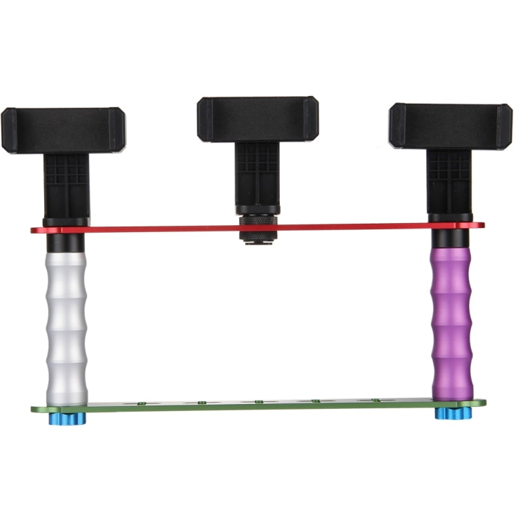 Smartphone Live Broadcast Bracket Dual Hand-held Selfie Module Mount Kits with 3x Phone Clips, For iPhone, Galaxy, Huawei, Xiaomi, HTC, Sony, Google and other Smartphones