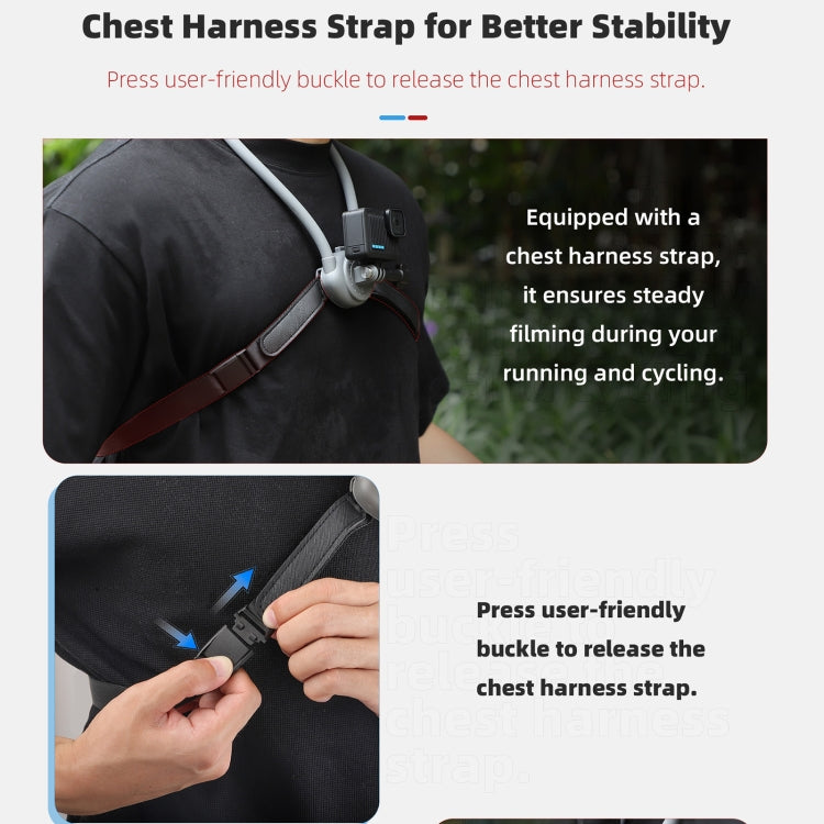 Sunnylife POV Neck Mount Hand Free Video Vlog Neck Selfie Holder with Body Strap  - Grey