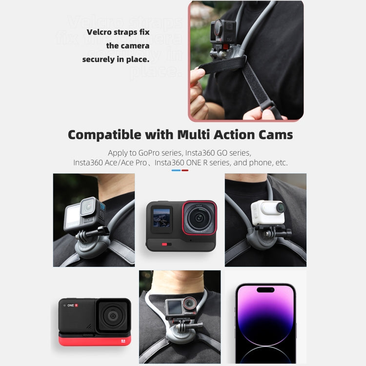 Sunnylife POV Neck Mount Hand Free Video Vlog Neck Selfie Holder with Body Strap  - Grey