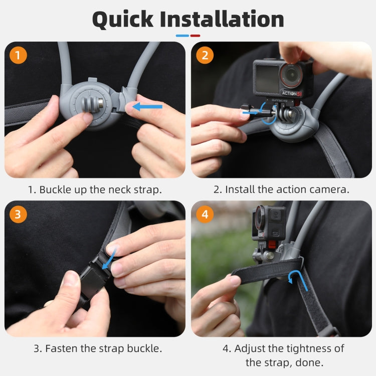 Sunnylife POV Neck Mount Hand Free Video Vlog Neck Selfie Holder with Body Strap  - Grey