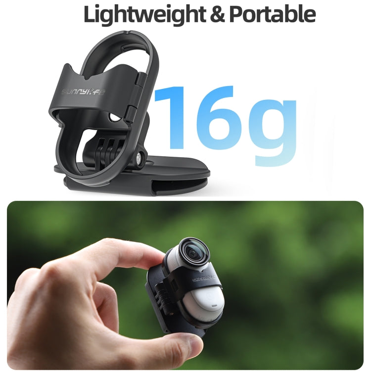 For Insta360 GO3 / GO 3S Sunnylife Baseball Hat Clip Mount Baseball Cap Clamp Quick Release Mount Camera POV Vlog Holder  - Black