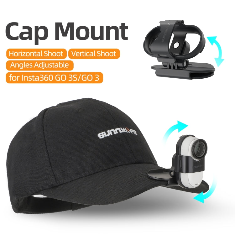 For Insta360 GO3 / GO 3S Sunnylife Baseball Hat Clip Mount Baseball Cap Clamp Quick Release Mount Camera POV Vlog Holder  - Black