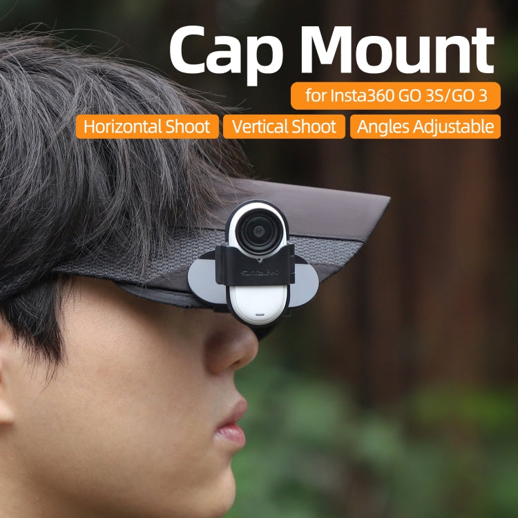 For Insta360 GO3 / GO 3S Sunnylife Baseball Hat Clip Mount Baseball Cap Clamp Quick Release Mount Camera POV Vlog Holder  - Black