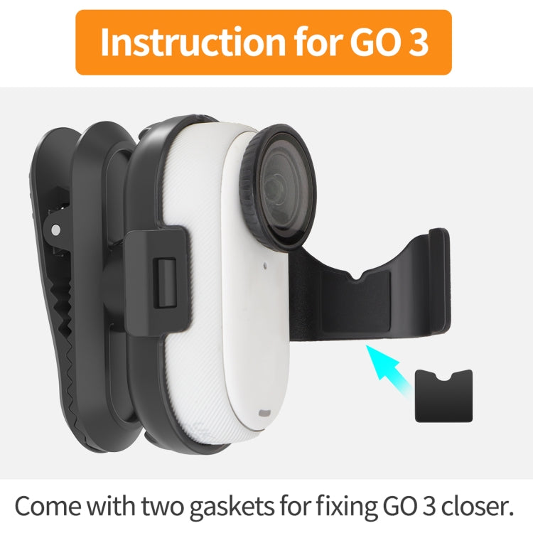 For Insta360 GO3 / GO 3S Sunnylife 360 Degree Rotation Backpack Clip Action Camera Clamp Mount  - Black