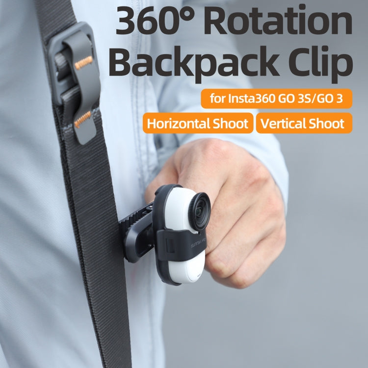 For Insta360 GO3 / GO 3S Sunnylife 360 Degree Rotation Backpack Clip Action Camera Clamp Mount  - Black