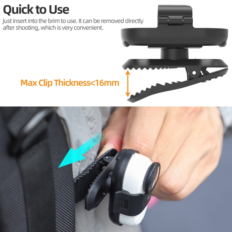 For Insta360 GO3 / GO 3S Sunnylife 360 Degree Rotation Backpack Clip Action Camera Clamp Mount  - Black