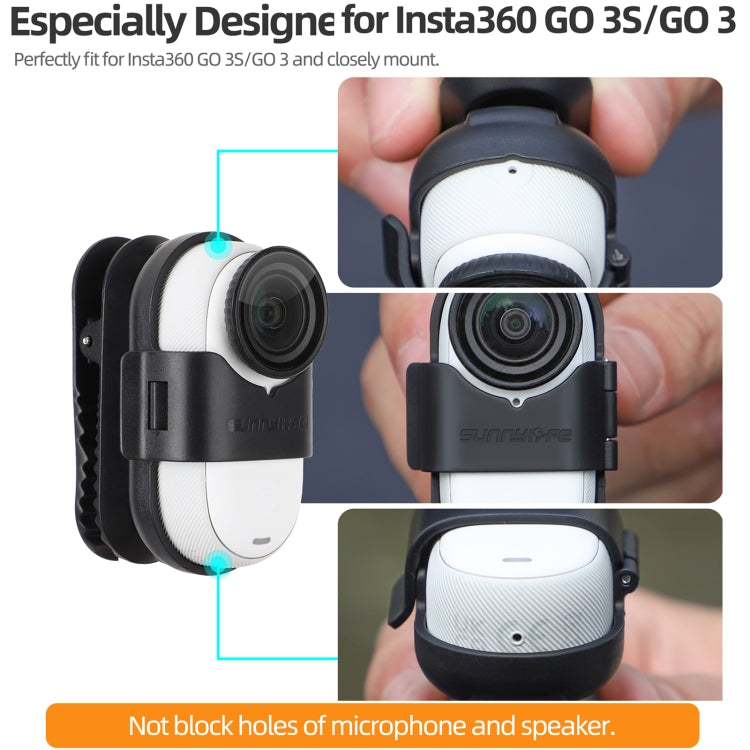 For Insta360 GO3 / GO 3S Sunnylife 360 Degree Rotation Backpack Clip Action Camera Clamp Mount  - Black