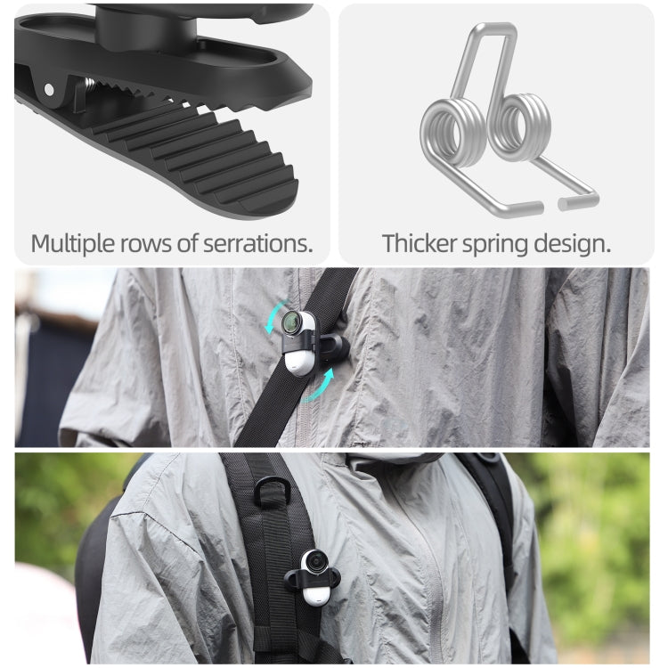 For Insta360 GO3 / GO 3S Sunnylife 360 Degree Rotation Backpack Clip Action Camera Clamp Mount  - Black