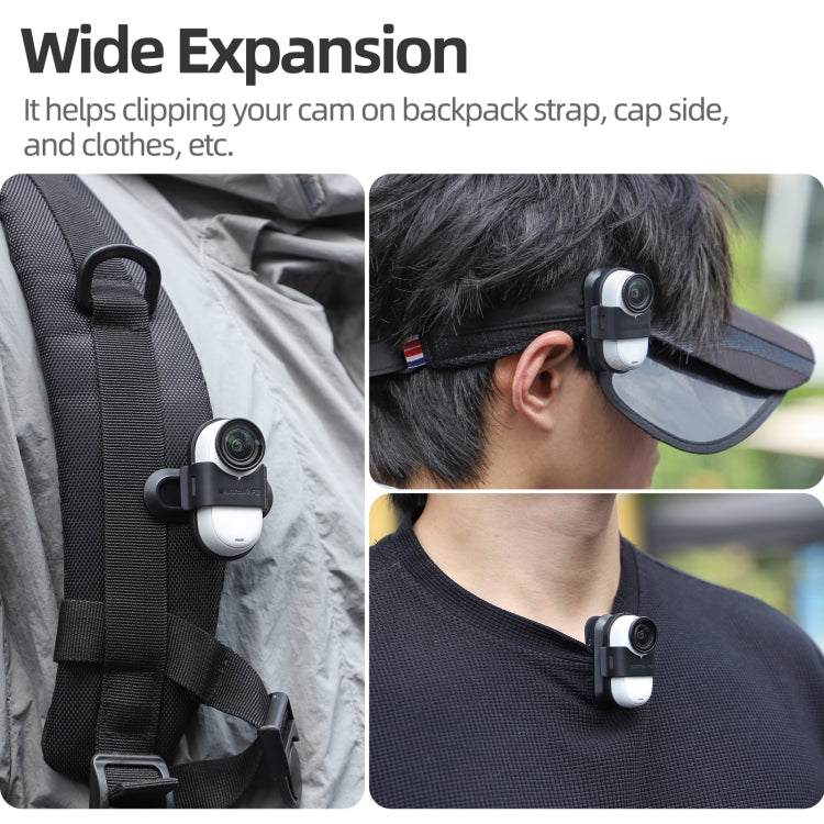 For Insta360 GO3 / GO 3S Sunnylife 360 Degree Rotation Backpack Clip Action Camera Clamp Mount  - Black