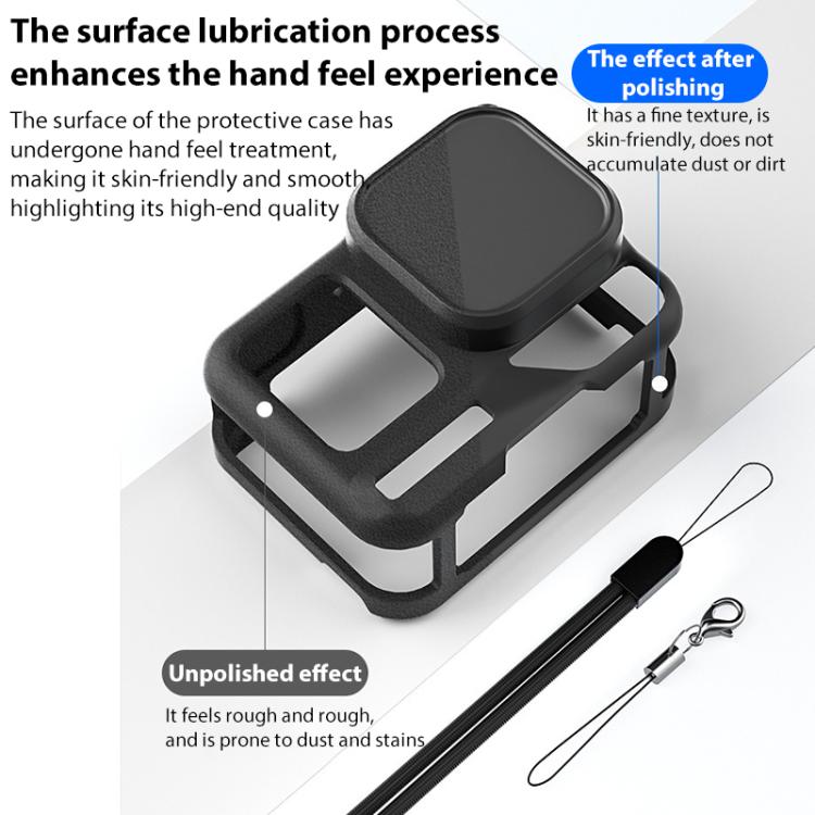 For Insta360 Ace Pro 2 Silicone Protective Case with Wrist Strap & Lens Cover  - Black