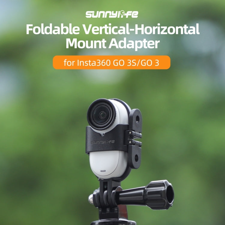 For Insta360 GO 3S / GO 3 Sunnylife Foldable Vertical-Horizontal Mount Adapter Protective Frame Brackets Housing Case  - Black