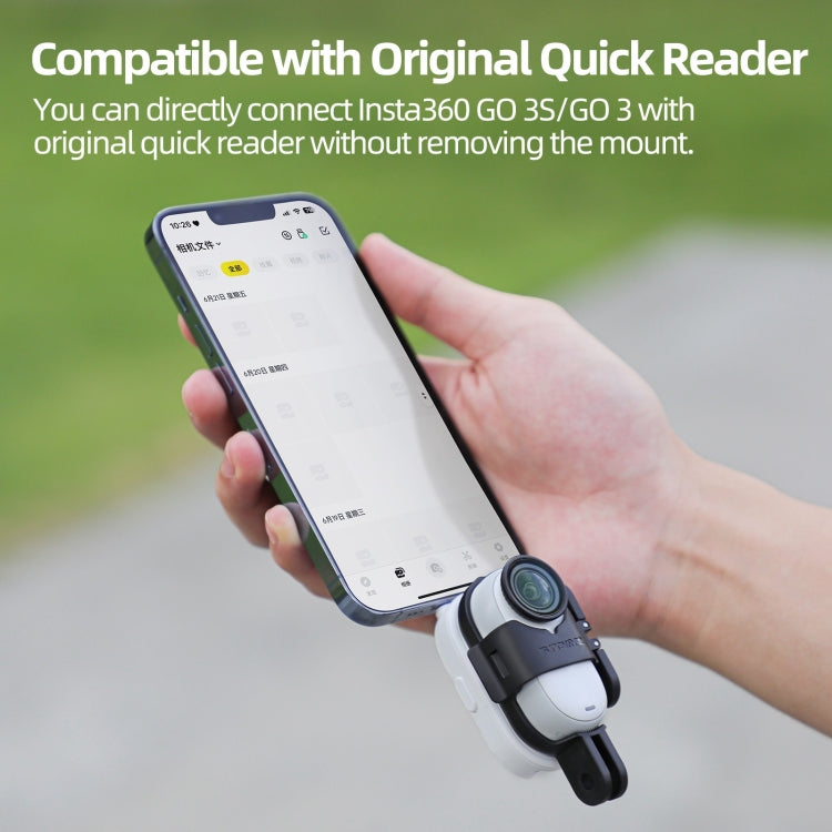 For Insta360 GO 3S / GO 3 Sunnylife Foldable Vertical-Horizontal Mount Adapter Protective Frame Brackets Housing Case  - Black