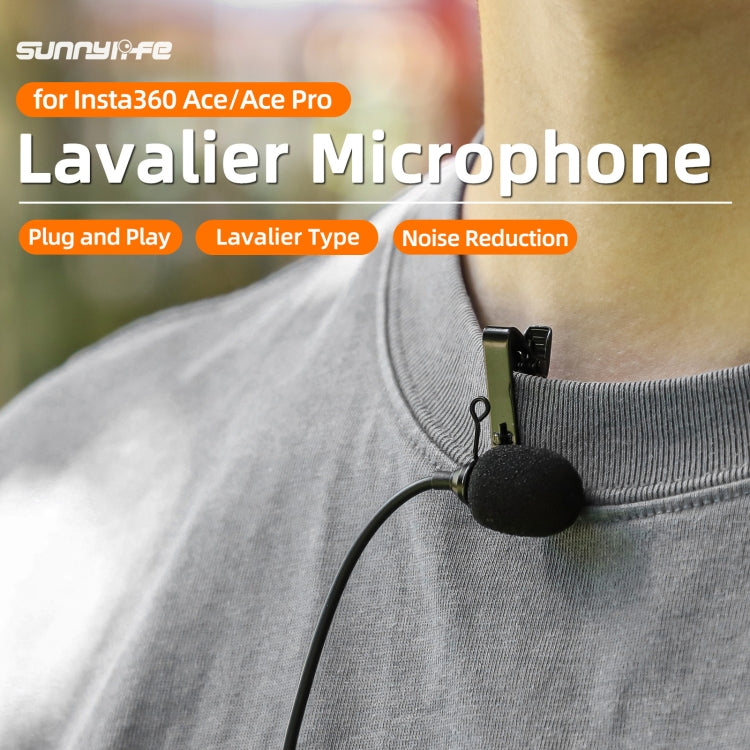 For Insta360 Ace / Ace Pro Sunnylife Lavalier Clip Type-C Recording Microphone  - Black