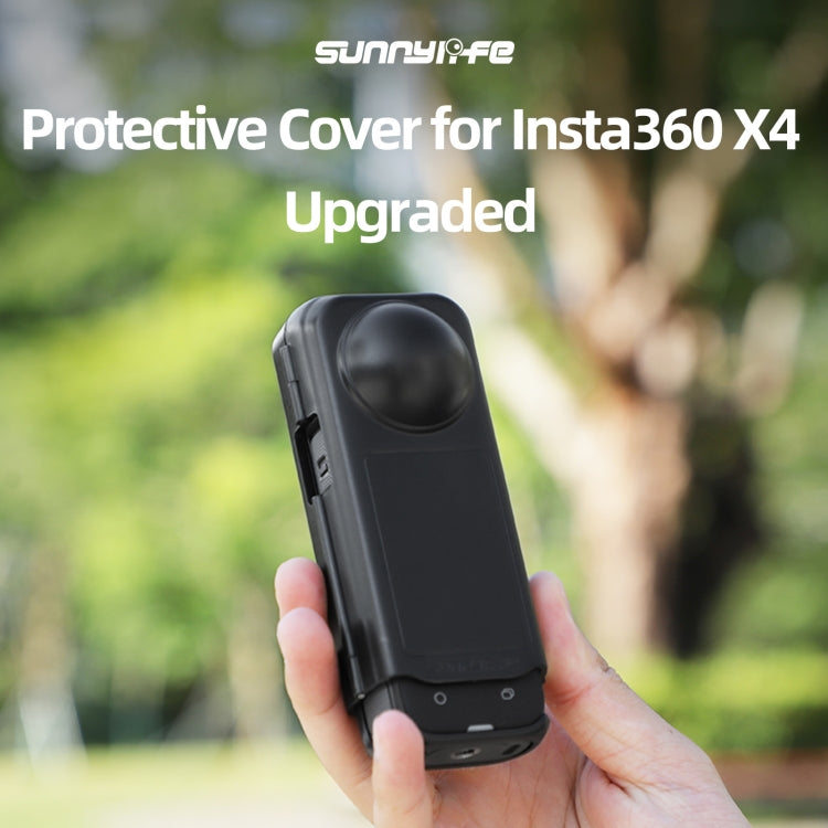 For Insta360 X4 Sunnylife Integrated Lens Screen Camera Cover Protector Screen Protective Case  - Transparent Black