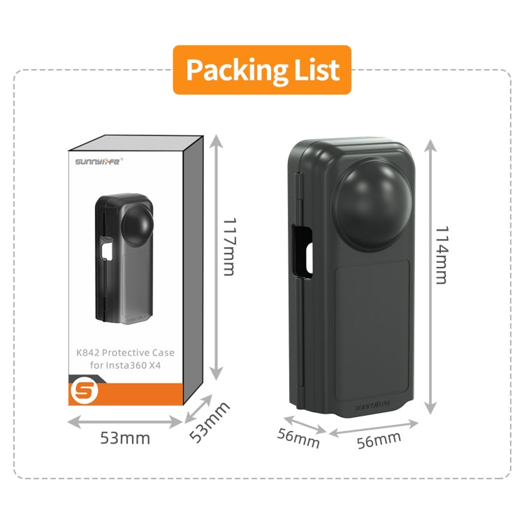 For Insta360 X4 Sunnylife Integrated Lens Screen Camera Cover Protector Screen Protective Case  - Transparent Black