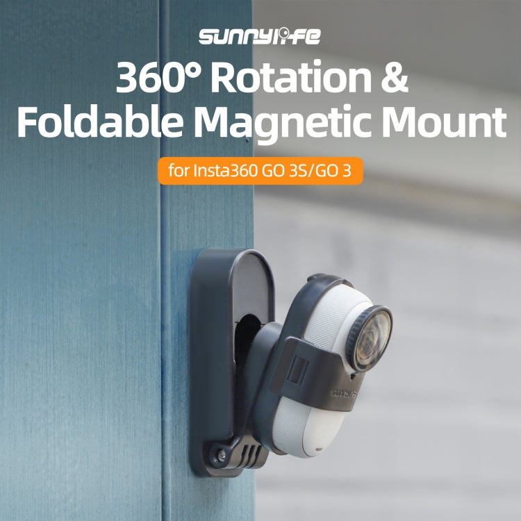 For Insta360 GO3 / GO 3S Sunnylife 360 Rotation Foldable Magnetic Mount  - Black