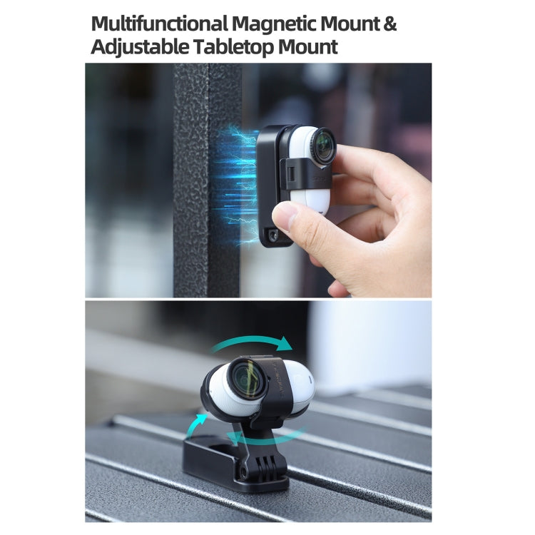 For Insta360 GO3 / GO 3S Sunnylife 360 Rotation Foldable Magnetic Mount  - Black