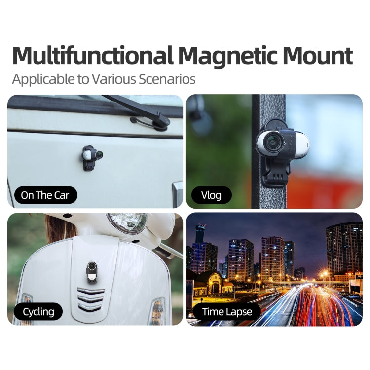 For Insta360 GO3 / GO 3S Sunnylife 360 Rotation Foldable Magnetic Mount  - Black