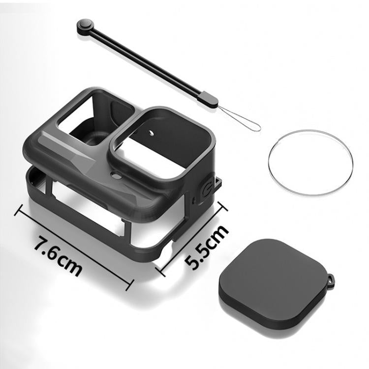 For Insta360 Ace Pro Silicone Protective Case with Wrist Strap & Lens Cover  - Black