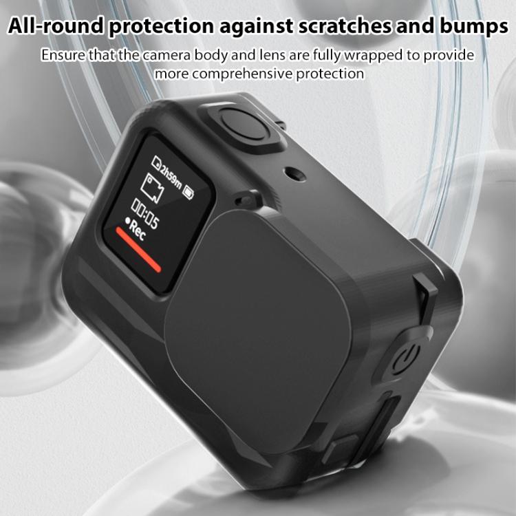 For Insta360 Ace Pro Silicone Protective Case with Wrist Strap & Lens Cover  - Black