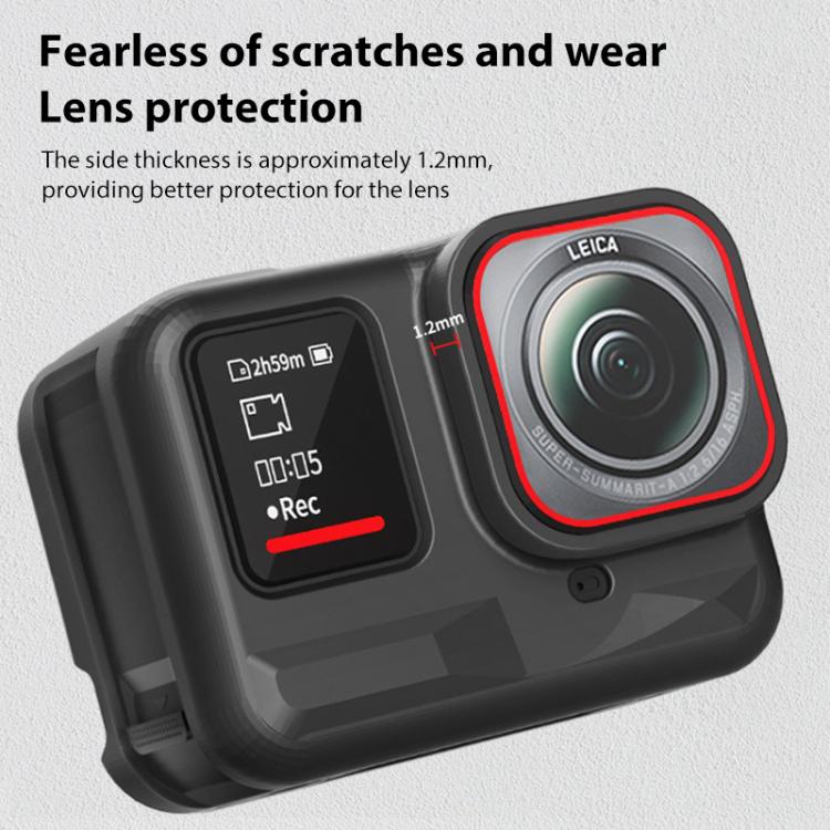 For Insta360 Ace Pro Silicone Protective Case with Wrist Strap & Lens Cover  - Black