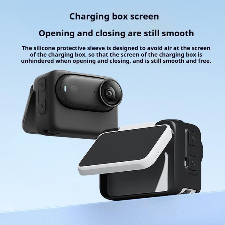 For Insta360 GO 3S Camera Charging Case Silicone Case with Lens Cap & Strap  - Black