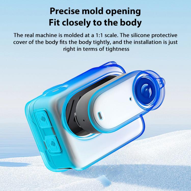 For Insta360 GO 3S Camera Charging Case Silicone Case with Lens Cap & Strap  - Black