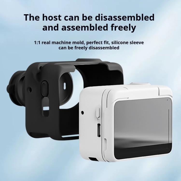 For Insta360 GO 3S Camera Charging Case Silicone Case with Lens Cap & Strap  - Black