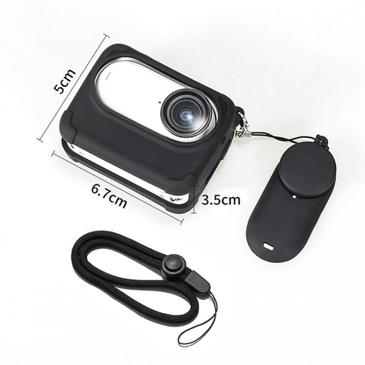 For Insta360 GO 3S Camera Charging Case Silicone Case with Lens Cap & Strap  - Black