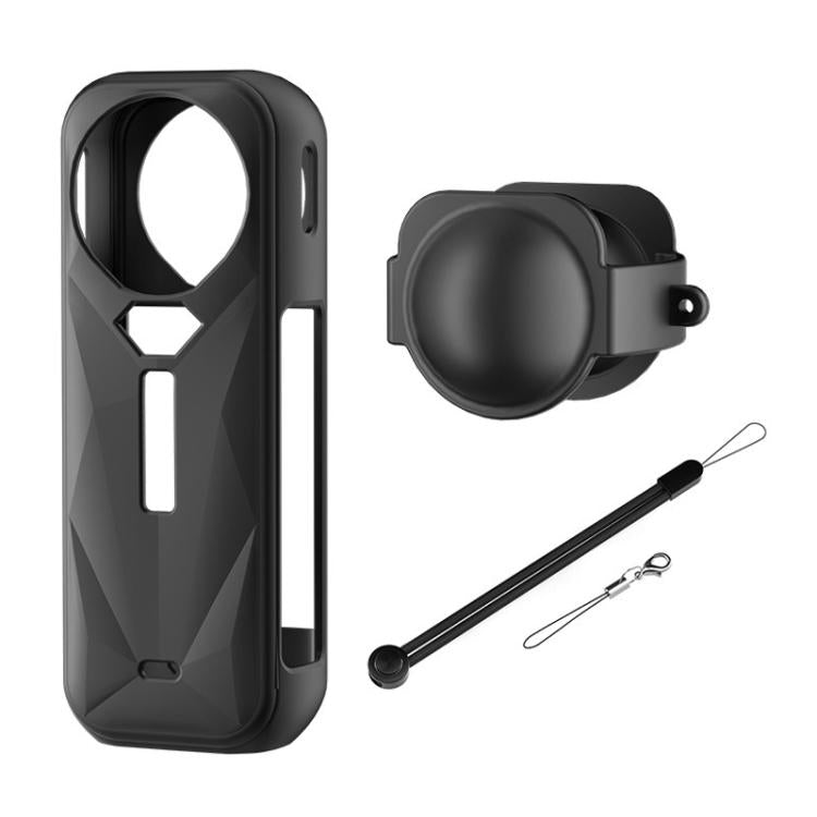 For Insta360 X5 Camera Body Cover Silicone Case with Lens Cover  - Black