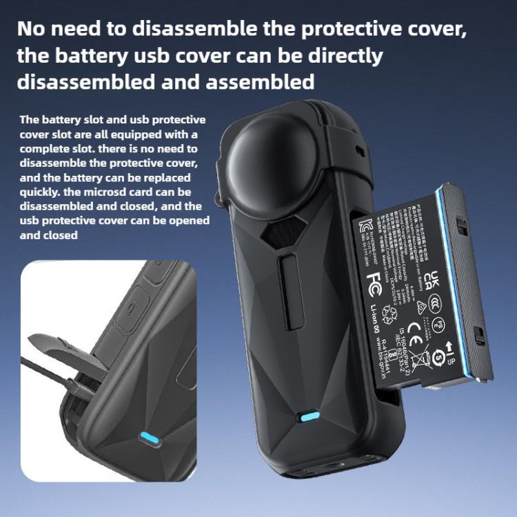 For Insta360 X5 Camera Body Cover Silicone Case with Lens Cover  - Black
