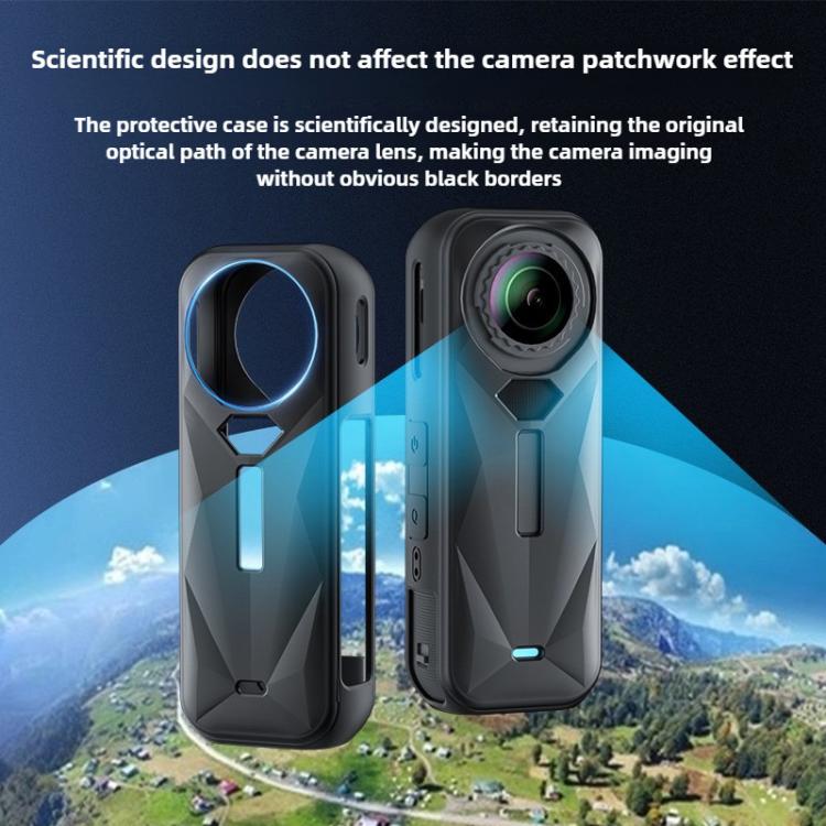 For Insta360 X5 Camera Body Cover Silicone Case with Lens Cover  - Black