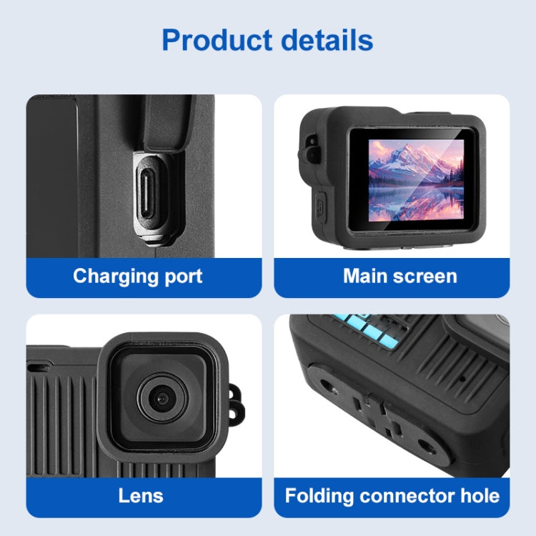 For GoPro HERO 2024 Silicone Protective Case with Wrist Strap & Lens Cover  - Black